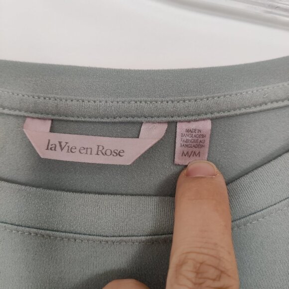 La Vie En Rose Women's Pajama Top Size M Gray Green Comfy Sleepwear Simple Daily - Picture 2 of 8